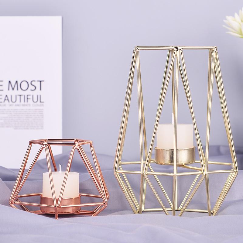 Nordic Light Luxury Candle Holder Golden Iron Candle Holder Rose Gold European Romantic Candle Cup Table Decoration