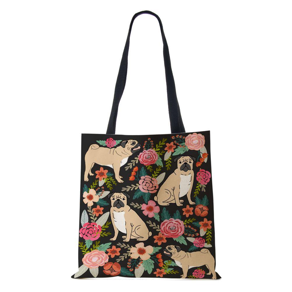 

Женская сумка через плечо с собакой и кошкой, холщовая повседневная сумка для путешествий, 2022, винтажная большая вместительная сумка с эко-принтом, большая вместительная сумка для книг