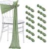 16Pcs Sage Green Wedding Chair Sashes  Chair Bow Designed Decorative Chair Sashes for Wedding Reception Party Hotel Decoration