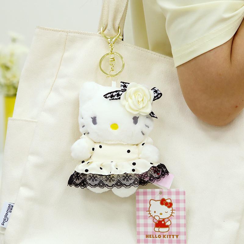 Плюшевый брелок Hello Kitty с мягким коротким ворсом для подарка и коллекции бежевый