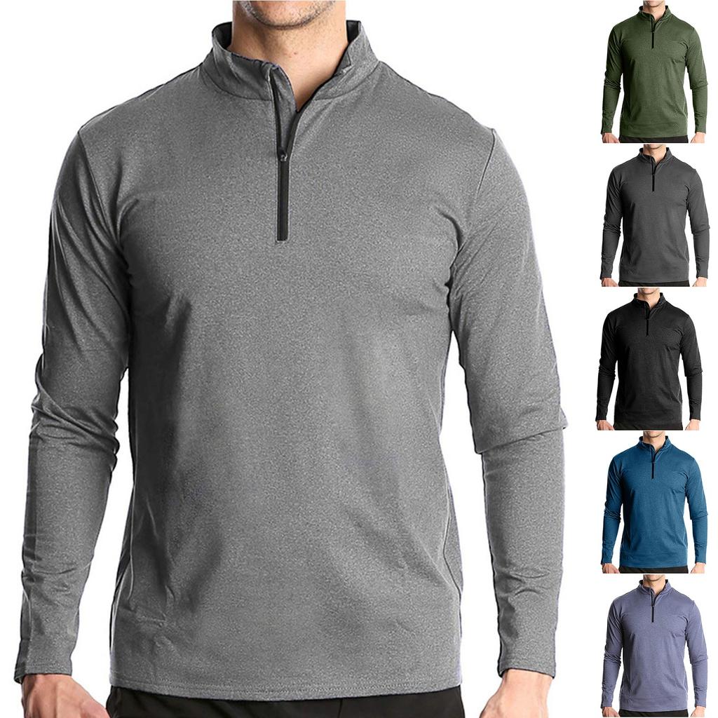 Men's Pullover Sweatshirts Stretch E Lined Long Sleeve Workout Golf Shirt