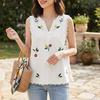 Women Casual V-Neck Floral Print Loose Summer Sleeveless Tank Tops