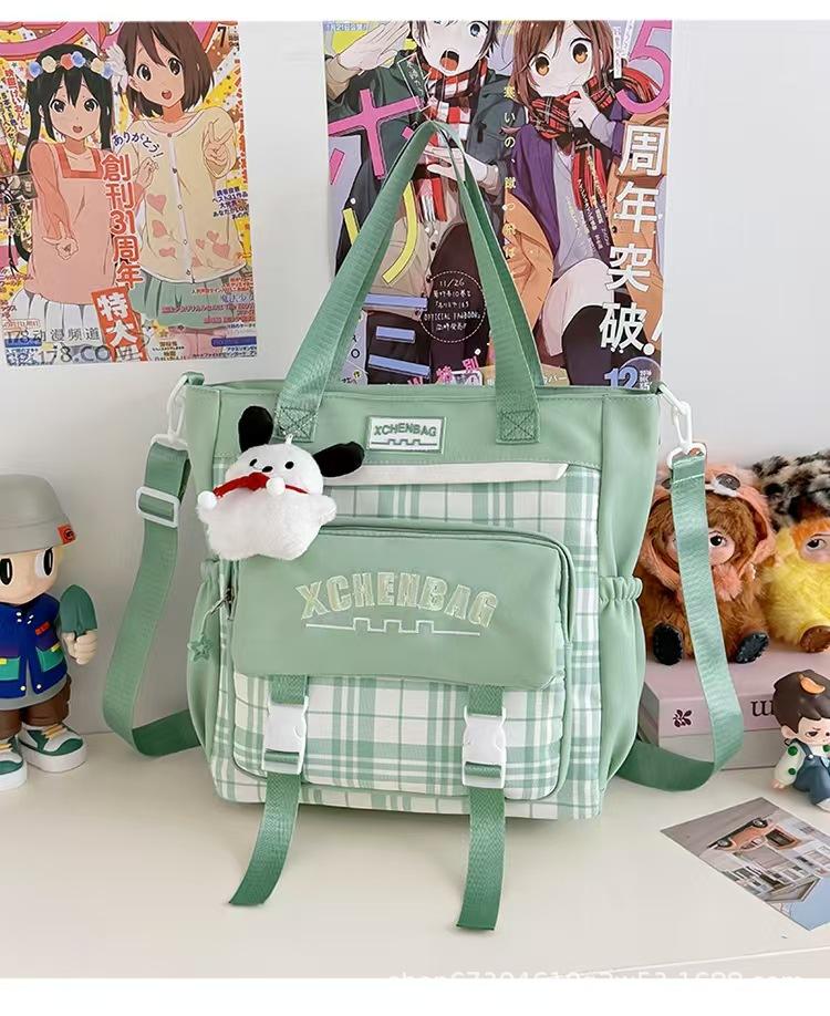 Schoolbag new student schoolbag travel backpack plaid contrasting color college style middle school student multi-compartment backpack
