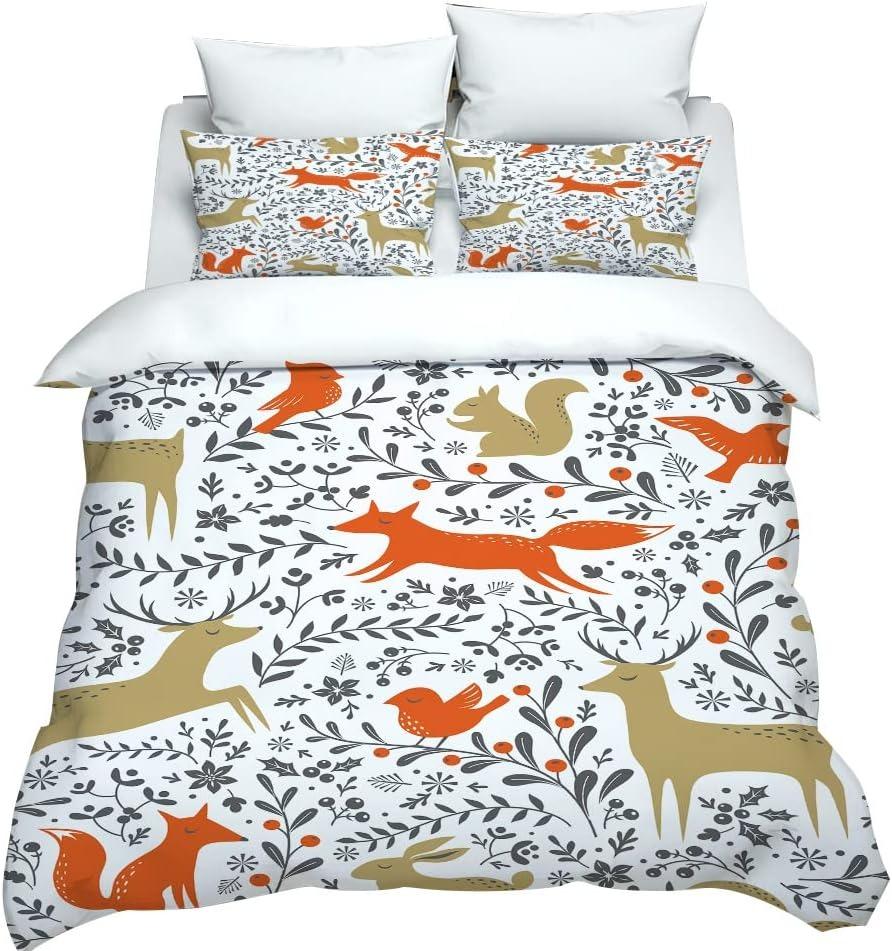 

Комплект постельного белья «Лесные животные», пододеяльник с мультяшными принтами жирафа, льва, лисы и наволочка для односпальной, двуспальной и королевской кровати 90x200m