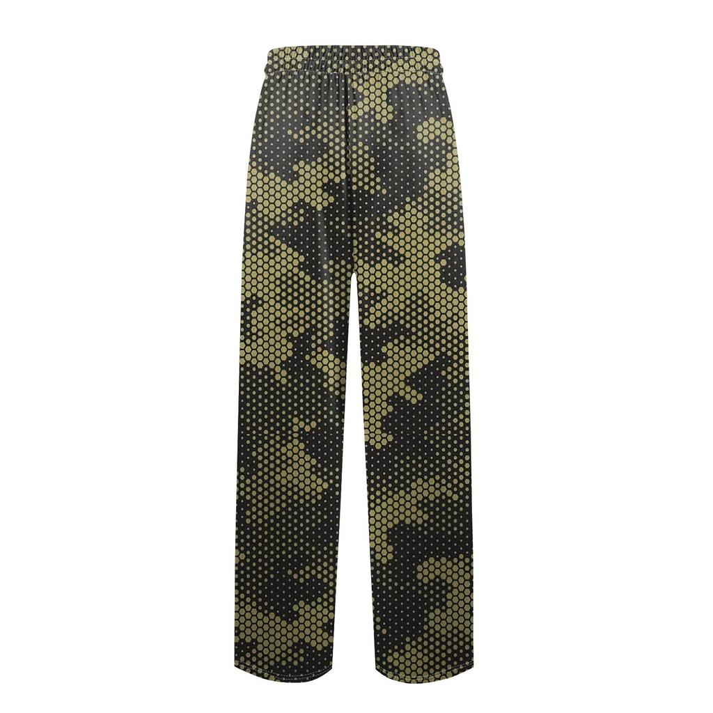 Mäns stickade moderiktiga tryckta Pocket Casual Pants Pyjamasbyxor