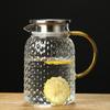 High Borosilicate Glass Cold Water Kettle with Rice Grain Pattern, Large Capacity Tea and Juice Infuser.