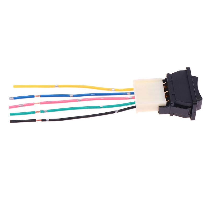 Universeller Auto-Fensterheber-Schalter 5-polig DC 12V 20A Blaue/Rote/Grüne Lichtfarbe und Kabelbaum