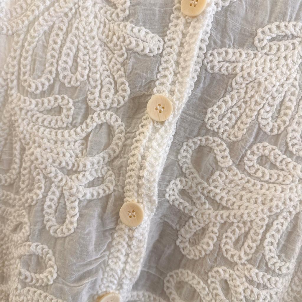 DIMANAF 2025 Ny Kort Väst T-shirt Dam Ärmlös Knappar Stickning Spets Väst V-ringad Sommarstil Bas Toppar T-shirts Lös Klädsel