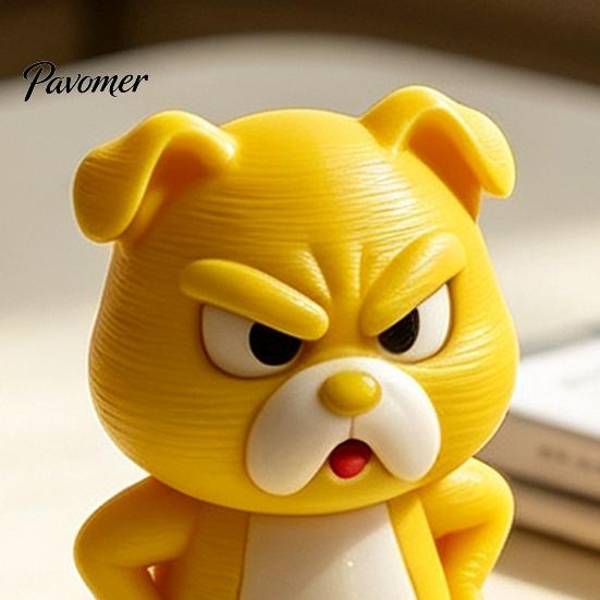 Fun Novelty Desk Items Little Yellow Dog Ornament, 3D Printed Durable PLA Cute Cartoon Figurine Figurine, Funny Arrogant Statue for Home Office Shelf