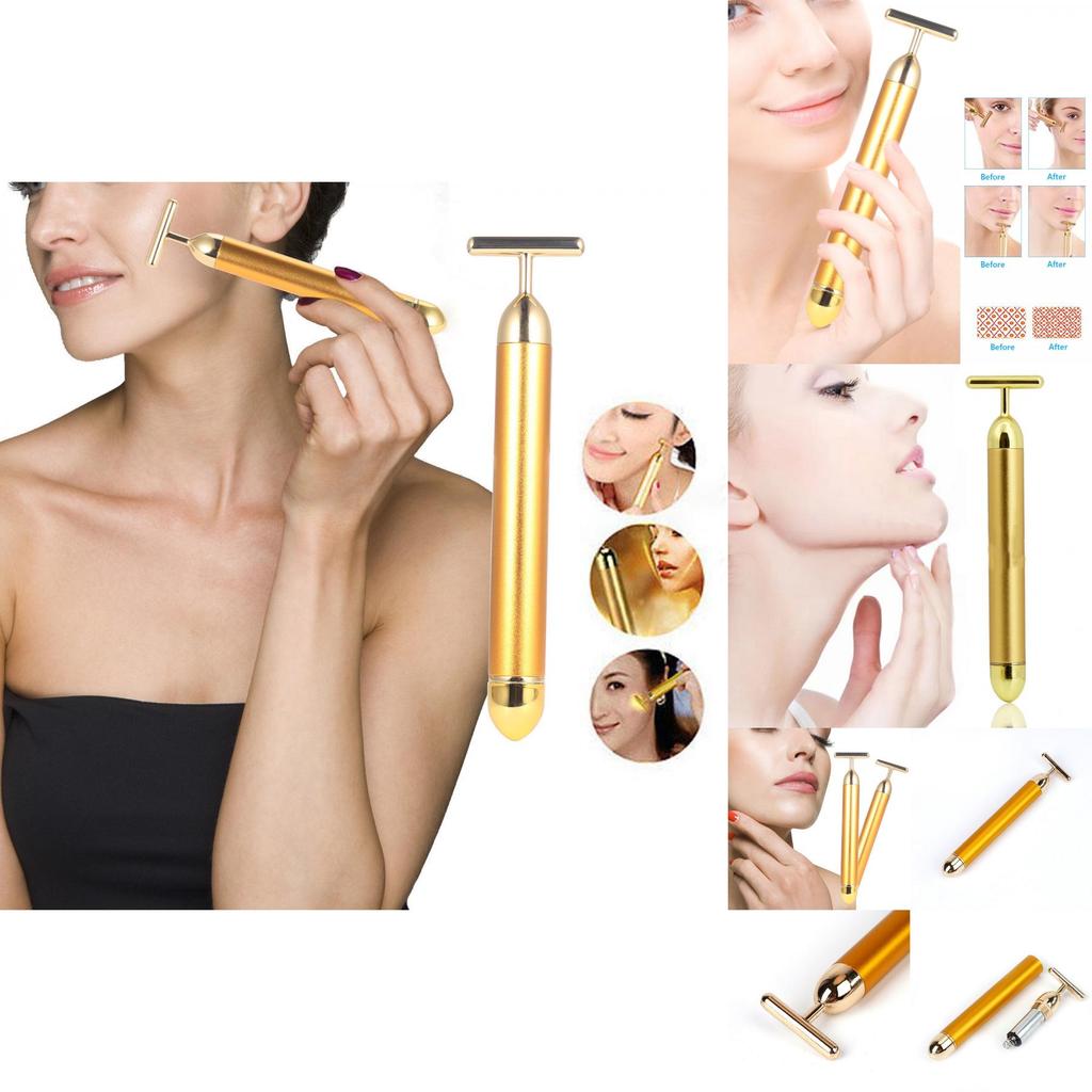 Premium Goldener Gesichts-Massage-Stab Elektrischer Gesichtsmassager Schönheitswerkzeug für Zuhause und Spa-Anwendung