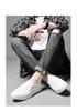 Men's Casual Cowhide Leather White Loafers - Stylish & Versatile for Spring and Autumn