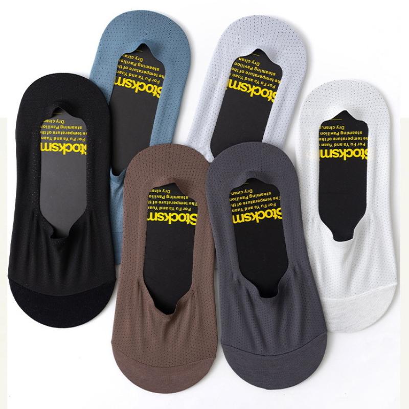 3 Pairs Ultra Thin Breathable Anti Slip Silicon Invisible Short Socks Ice Silk Boat Socks For Men Summer Collection Non Slippery