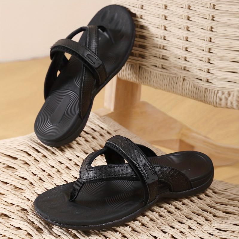 Women'S Summer Sandals - Black & Purple Striped Flat Sandals with Adjustable Straps, Lightweight EVA & Fabric Upper & Rubber Sole