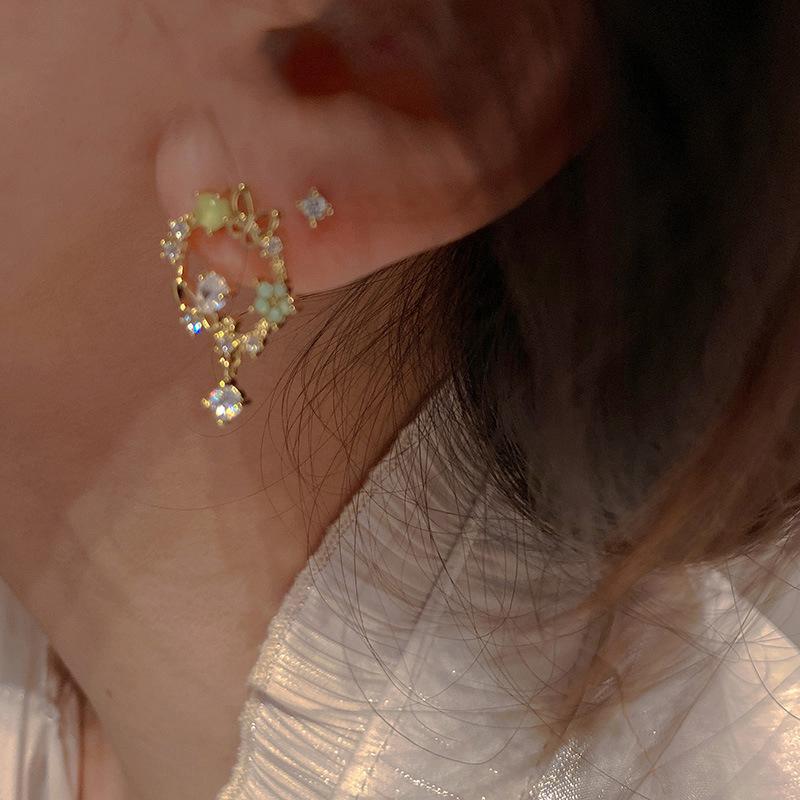 Summer Fresh Korea Style Cute Butterfly Flower Zircon Eardrop Earring For Women Girls Party Earring Jewelry Gifts Trending