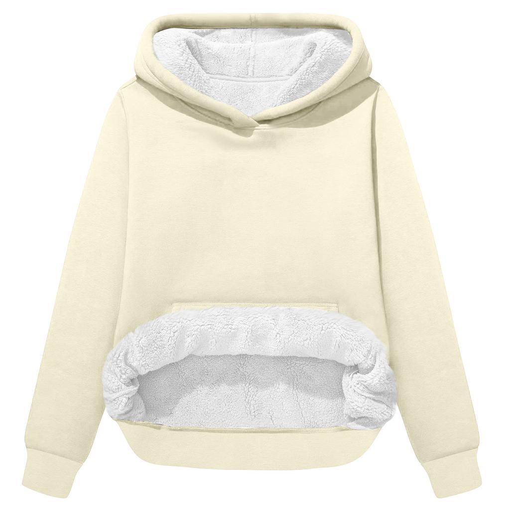 Women's Fashionable Casual Long-Sleeved Top With Fleece Thickened Hooded Sweatshirt