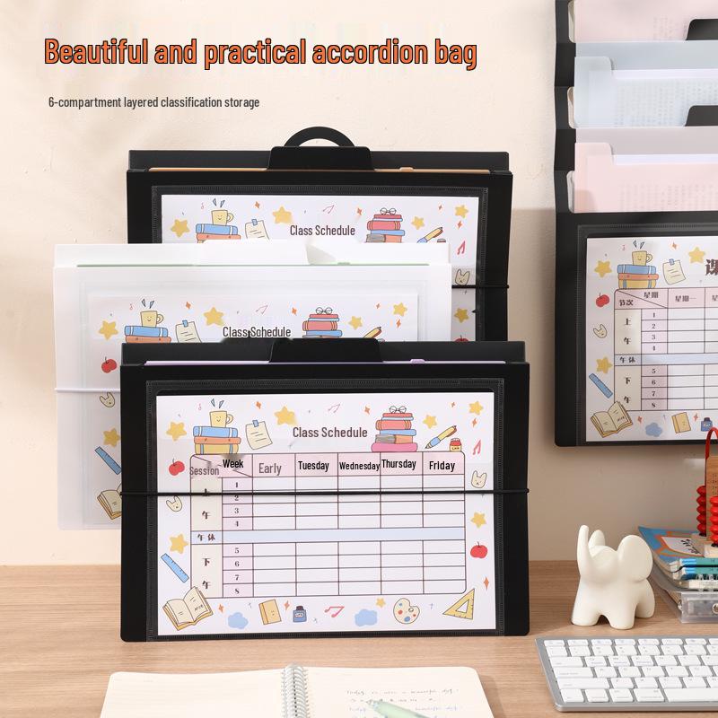 Nástěnná harmoniková taška: Vícevrstvý úložný prostor na testové papíry A4 pro studenty