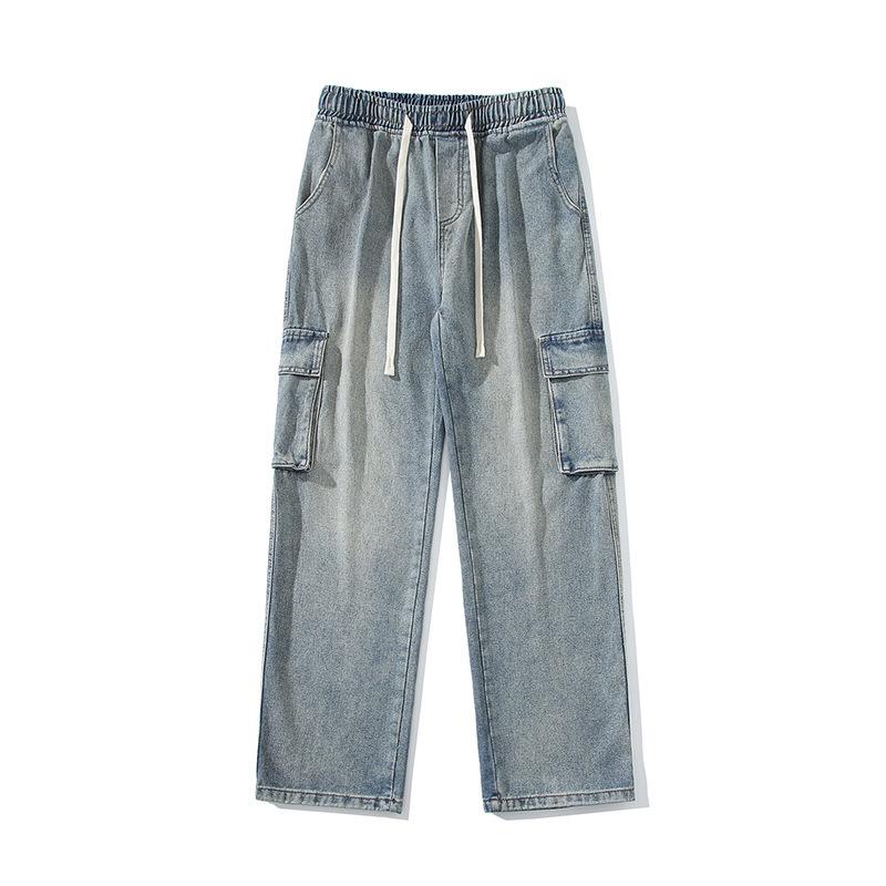 Spring and Summer New Street Wide-leg Tooling Jeans Men's Straight Loose Minority Pants