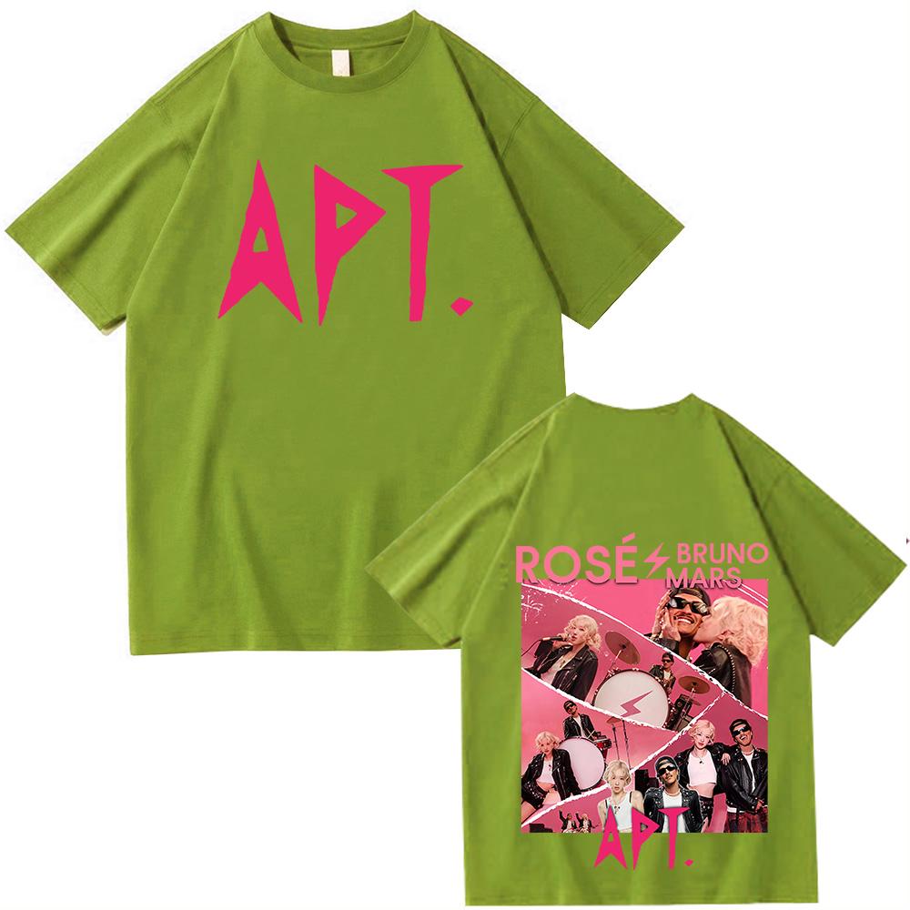 2025 Bruno Mars And Rose APT TShirts Unisex Harajuku ONeck Short Sleeve Popular Music Shirts Fans Gift