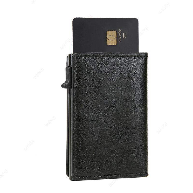 

New popular men s premium short card bag anti-magnetic anti-theft brush RFID multi-function credit card wallet чорний
