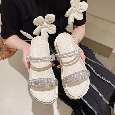 Damenschuhe Strass Offene Zehenpartie Plateau Damen Sandalen Diamant Günstig Ausverkauf Korea im Angebot Schuh Sommer 2025 Bequem