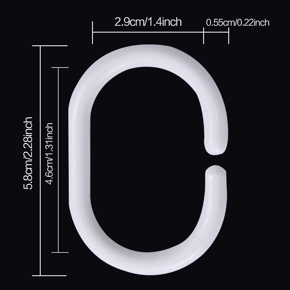 36 Pcs Plastic White Shower Curtain Rings Curtain C Rings Hooks Hanger Bath Drape Loop Clip Glide