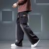 Jeans Wide Leg Washing Pants Men Trousers Neutral Solid Color Loose Casual Korean Fashion Pocket Cargo Pant