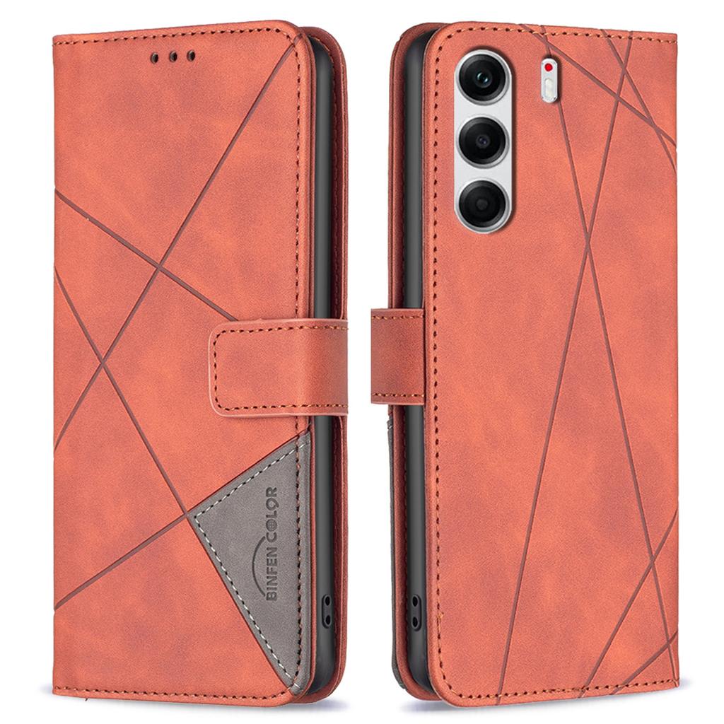 BINFEN COLOR For TECNO Camon 40 Pro 4G Phone Case Wallet Stand Geometry Imprinted Leather Cover