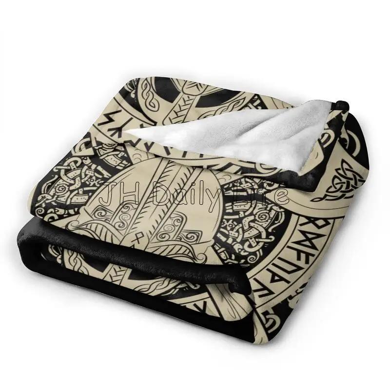 Norse Rune Print Flannel Fleece Plush Blanket Soft Warm Lightweight Cozy Fuzzy Throw Blankets for Bed Couch Sofa Travel Camping