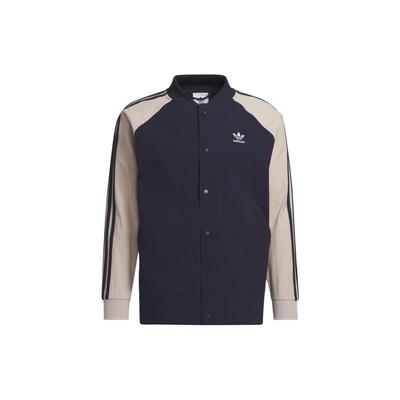 Originals Striped Logo Print Button-Up Track Jacket Men Outerwear Legend-Ink-Blue IC5543