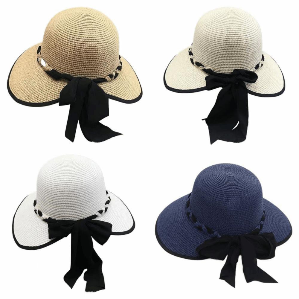 Big Bowknot Sun Hat Wide Brim Outdoor Sun Hat Portable Face Covering Cap Travel Outing