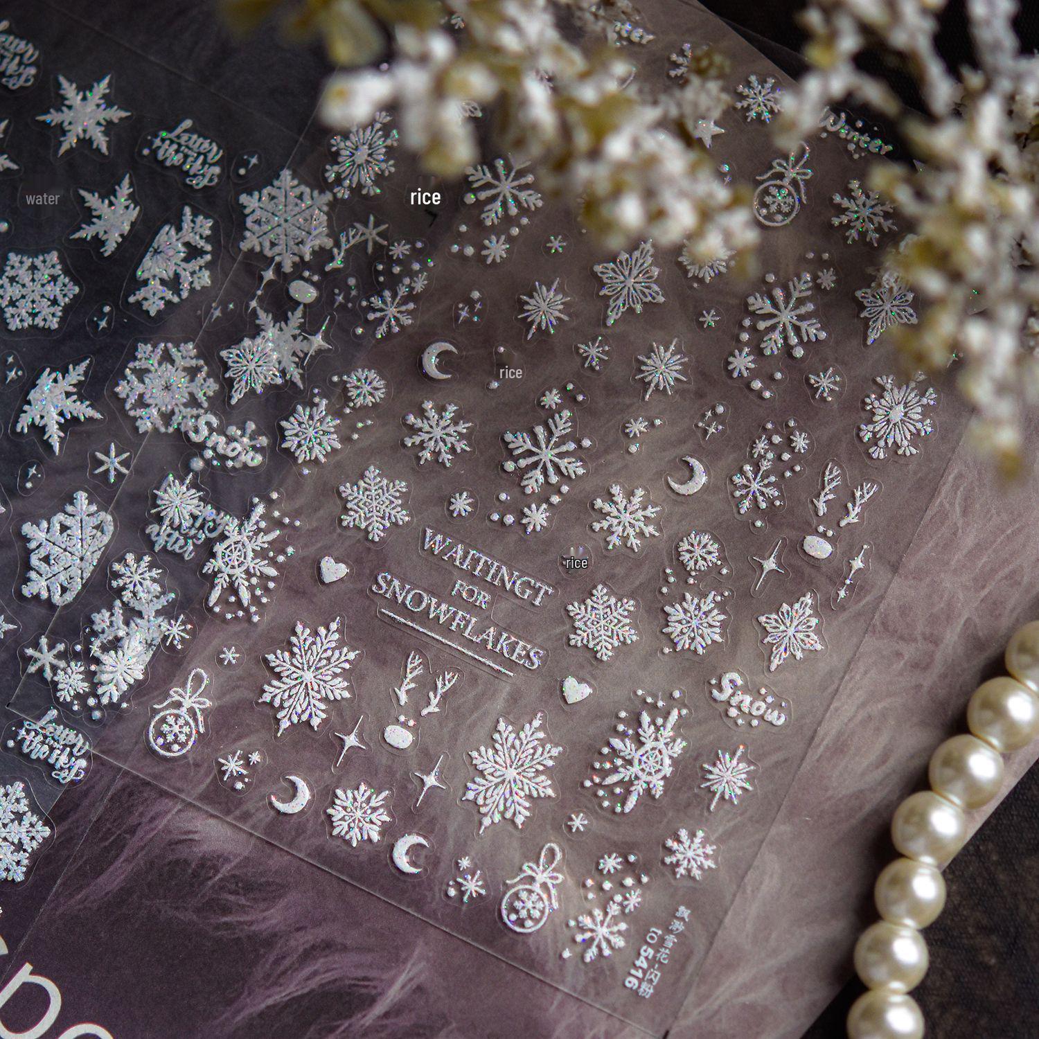 

Tomoni Ефірні Сніжинки Зимові Наклейки-Блискітки для Нігтів - Флуоресцентні Прикраси