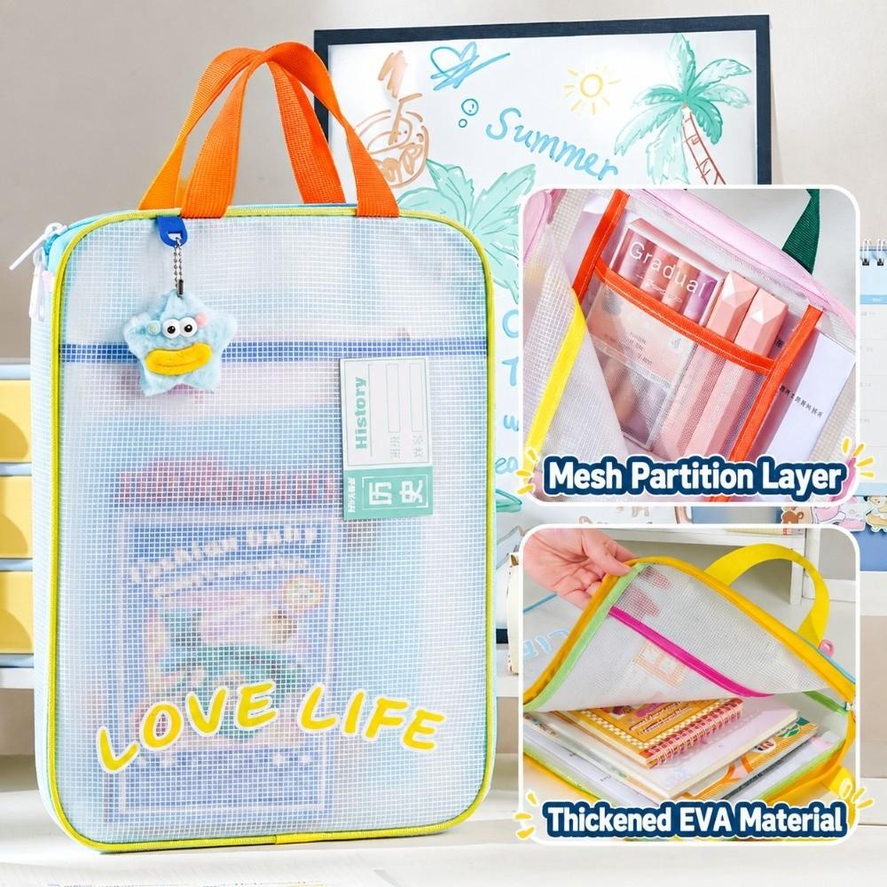 Waterproof Mesh Zipper Pouch Bag EVA Transparent File Bag Tutoring Bag  School Office Supplies