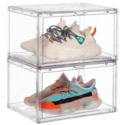 Hachibanya Shoe Box Clear Transparent Sneaker Box Sneaker Storage Box Storage Case Shoe Case Shoe Box Shelf Storage Case Set of (Clear 2)