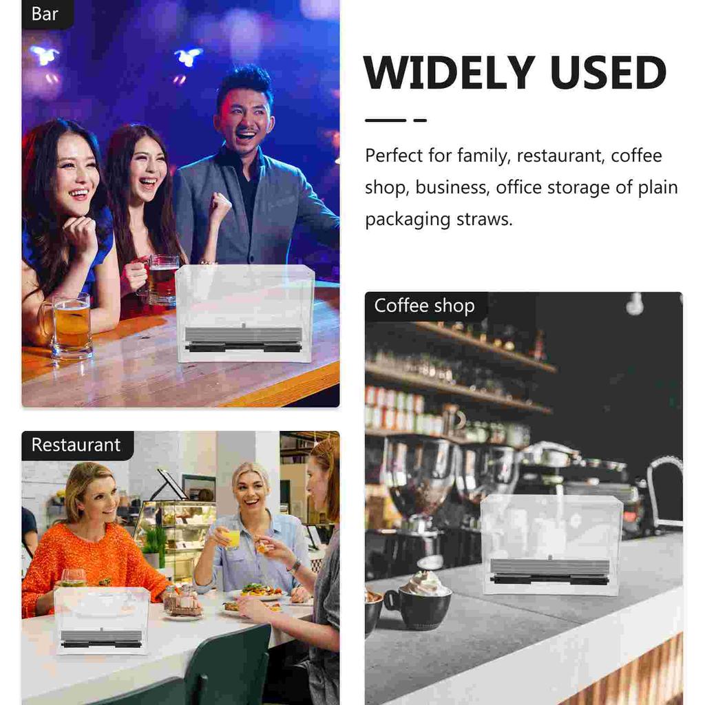 Clear Restaurant Coffee Stirrer Box Pressing Straw Container Pressing Straw Dispenser Straw Bulk Storage Box Drinking Straw Case