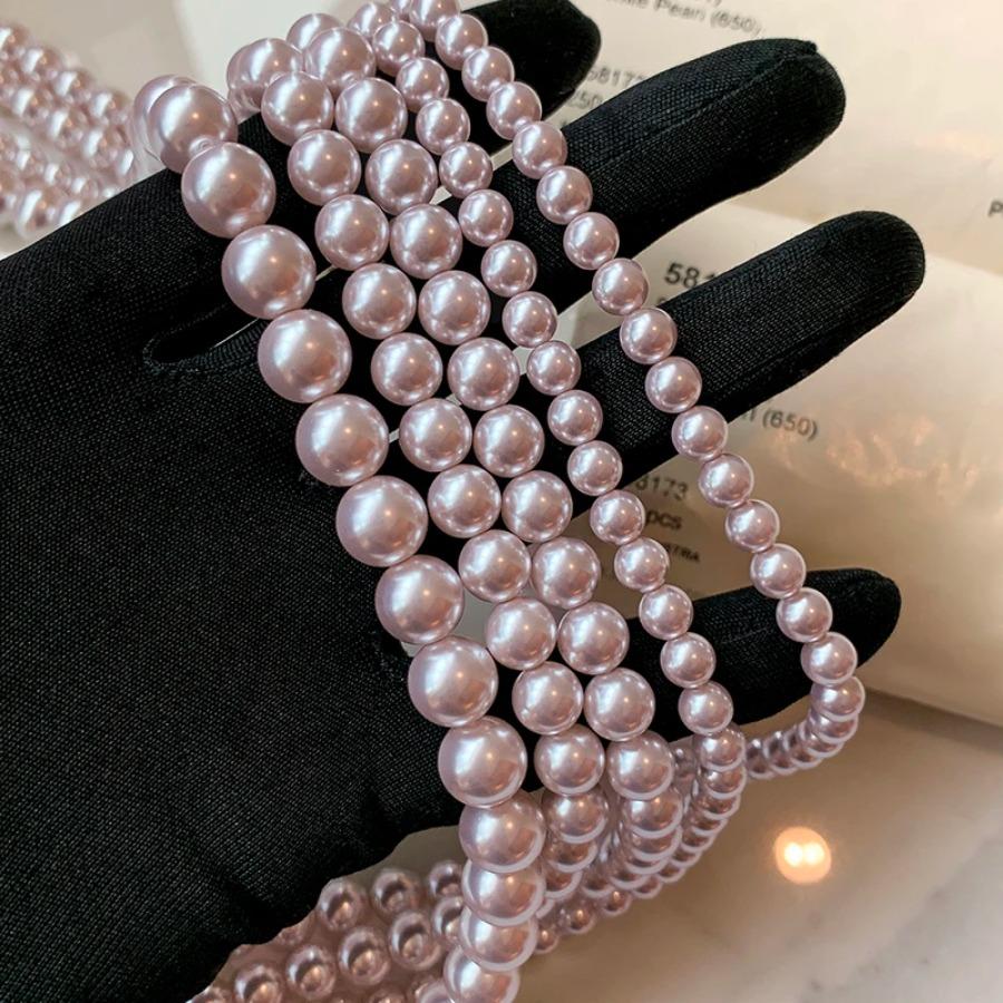 Luxuriöse Rosenlila Perlenkette für 2024 Koreanische Ausgabe Elegantes Schmuckstück Damen Sexy Schlüsselbeinkette Accessoires
