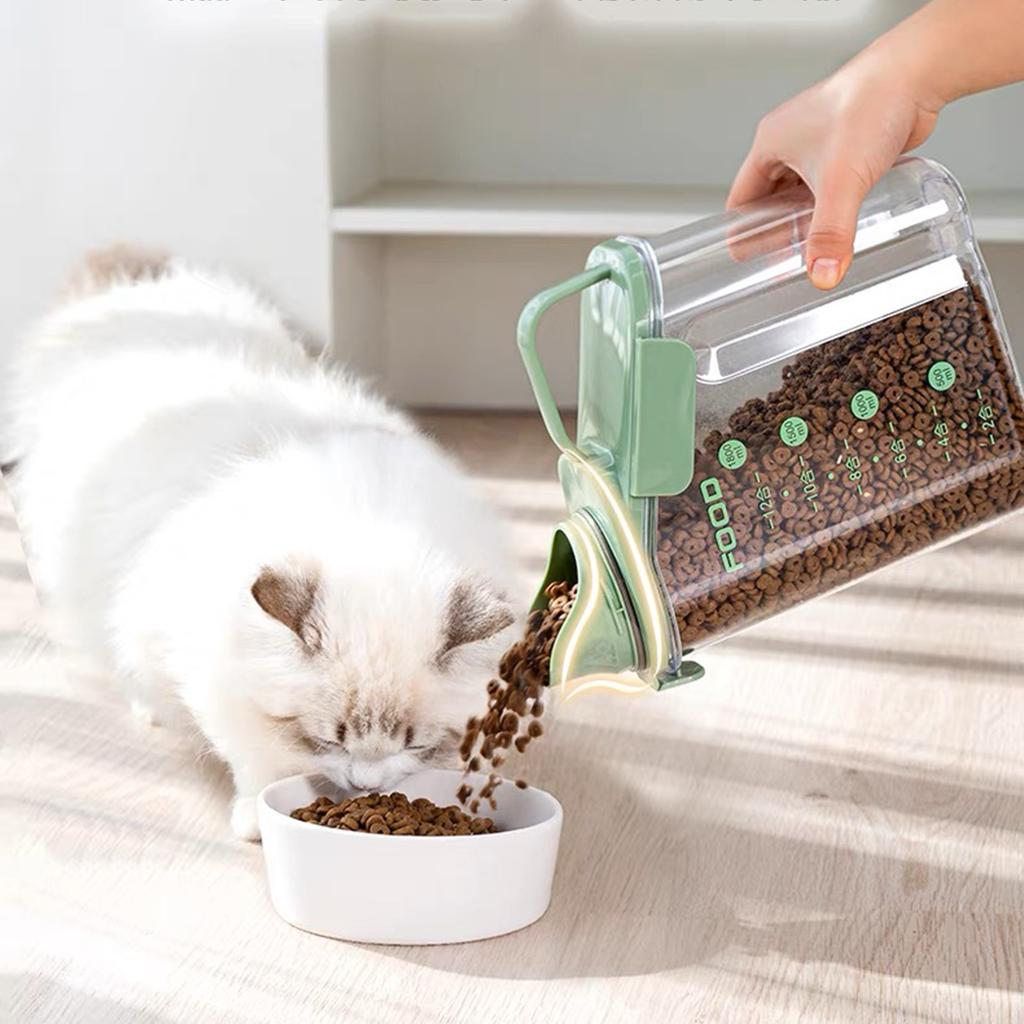 Small Cat Dog Food Sealed Dispenser Box With Measuring Cup,Pet Food Storage Containers Bucket, Home Airtight Dry Food Bucket