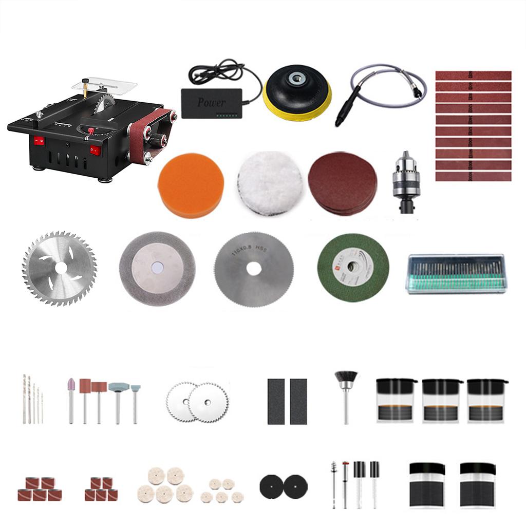 200W Dairesel Tezgah Testeresi Mini Tezgah Testeresi ve Bant Zımpara Değişken Hızlı 30mm Kesme Derinliği Ahşap Plastik Taş Metal Bıçak İçin