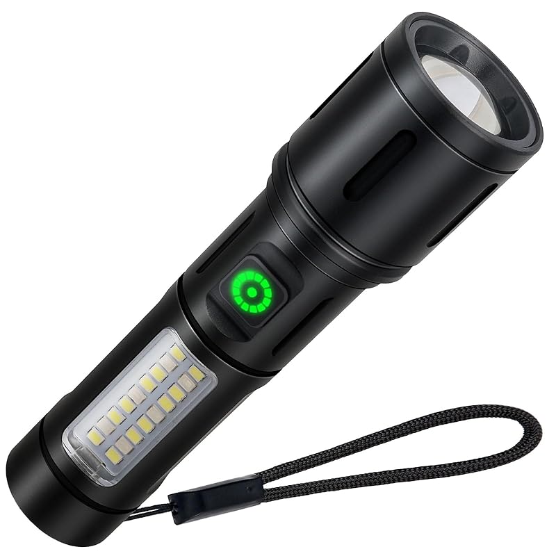 

flashlight [2025 Latest enhanced version] Handheld Torch led light White and red COB work light/ 6 mode dimming/maximum irradiation distance 300m/