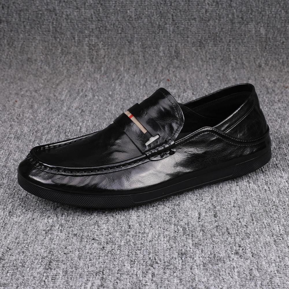 Fashion Men's Casual Leather Shoes Calzado Hombre Shoes Men Leather Original Designer Loafers Men Business Shoes Black Flats