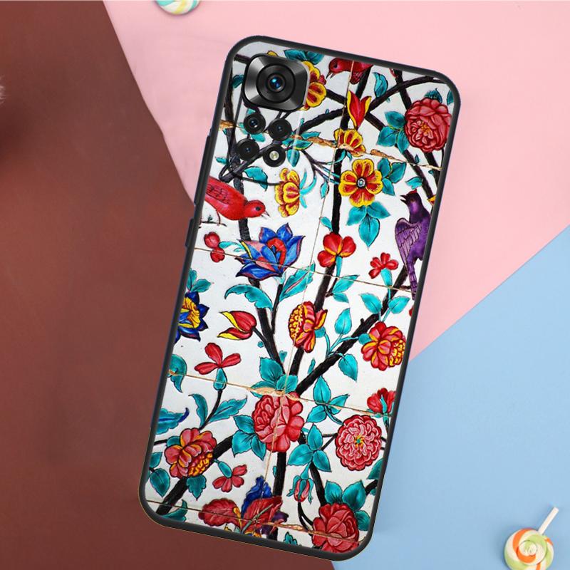 

Ancient Floral Tiles Cover For Xiaomi Redmi Note 13 Pro 14 12 11 9 10 9S 10S 11S 12S Redmi 14C 10C 12C 13C Case Redmi Note 11 Pro