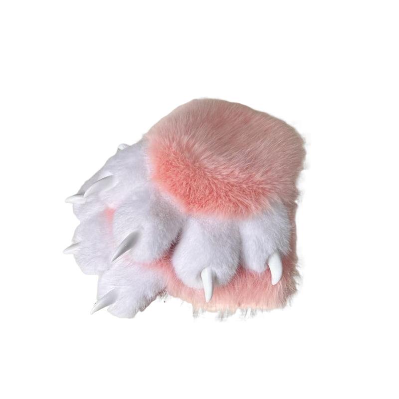 Cat claw gloves plush thickened thermal gloves cute cat claw meat pad will squeak cosplay adult