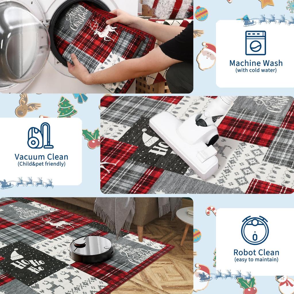 Bohemian Patchwork Style Carpet - Christmas Kitchen Floor Mat - Porch Path Mat - Durable And Washable Home Decoration