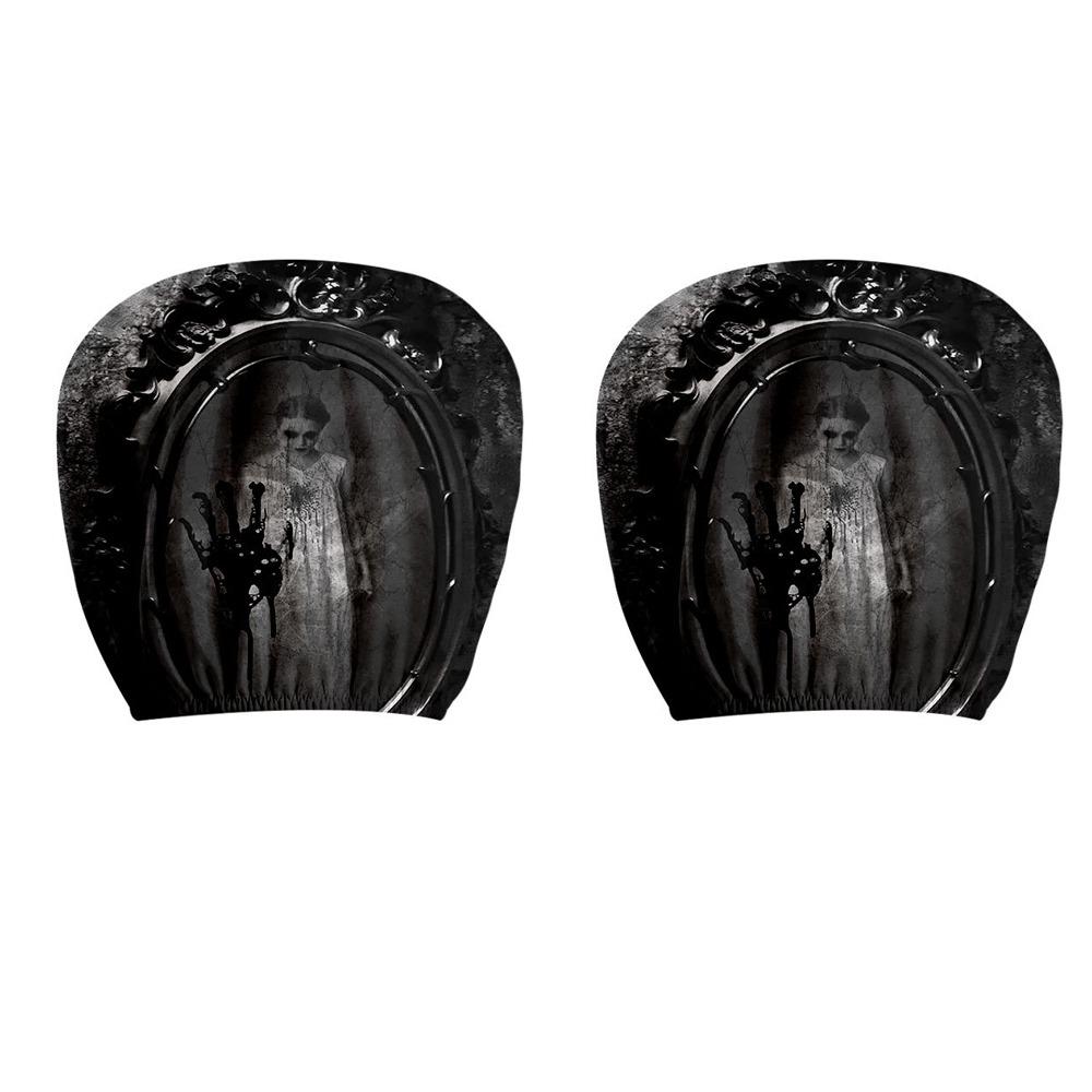 2 Pcs Halloween Accessories Car Headrest Covers Ghost Car Seat Headcover All Seasons