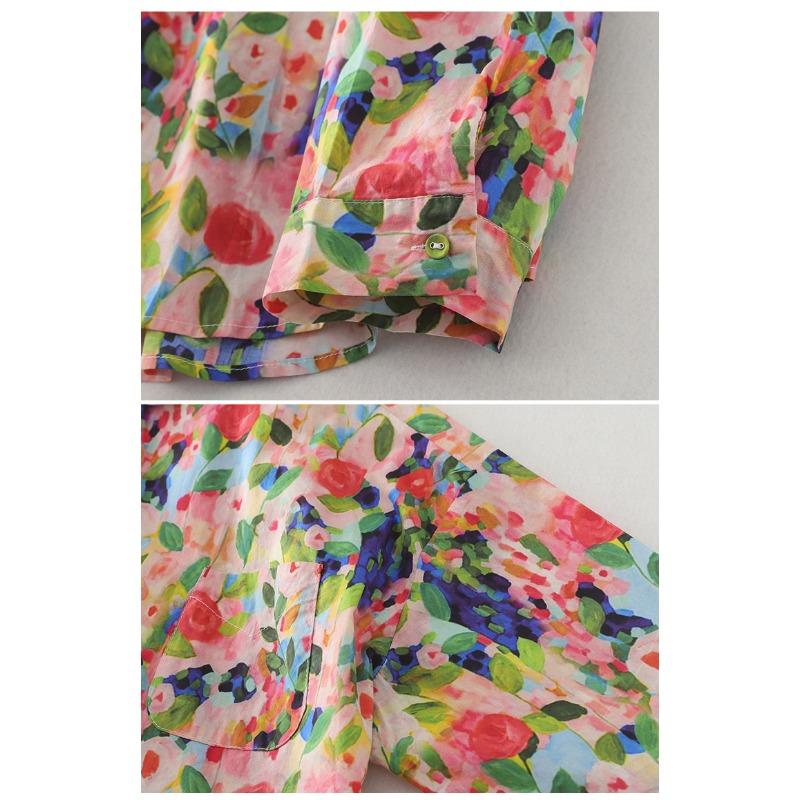 Dimanaf 2025 Women Spring New Shirt Blouse Long Sleeve Buttons Fashion Tops Tees Loose Floral Blouse