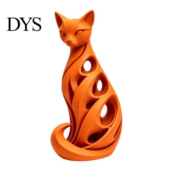 Decorative Figurines for Living Room 3D Printed Spiral Cat Figurine, Hollow Modern Abstract Sculpture Small Table Decor Coffee Desk Shelf, Minimalist