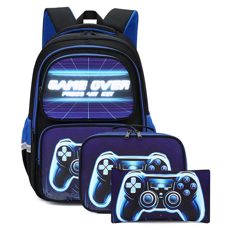 Kreativer Schulrucksack mit Spielkonsolen-Aufdruck 3 Stück/Set Rucksäcke für Jungen und Mädchen aus wasserdichtem Nylon Schultaschen Büchertaschen