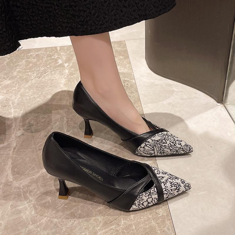 Fashion Elegant Mid Heels Women Shoes Fashion Pointed Toe Shallow Sandals Summer Classical Pumps 2025 New Brand Party Sandalias De Mujer