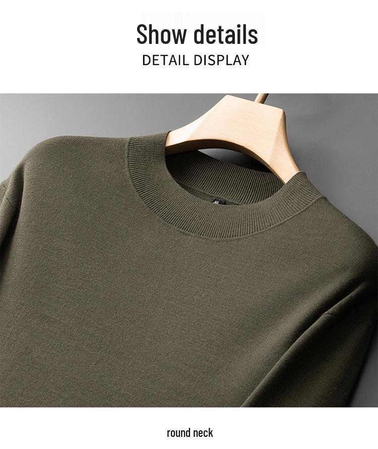 2025 Autumn Men's Plus Size Thick Knit Pure Color Long Sleeve Hoodie