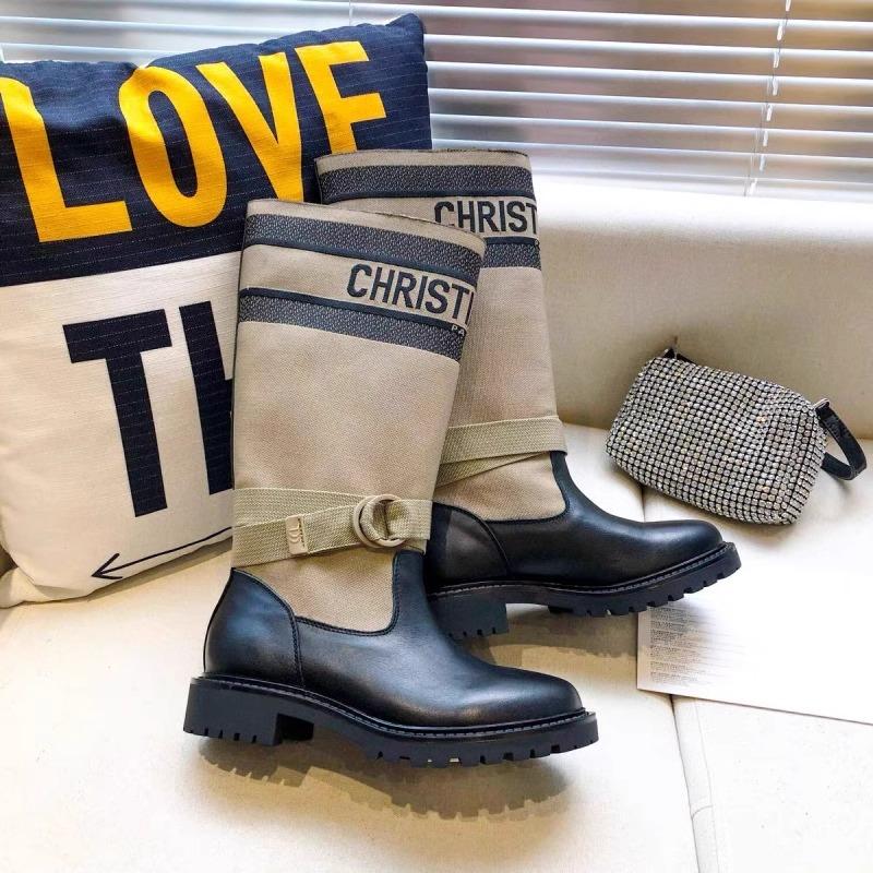 

But knee embroidered letter boots, new tall thick-soled small knee knight boots in autumn and winter 2025 40 хаки