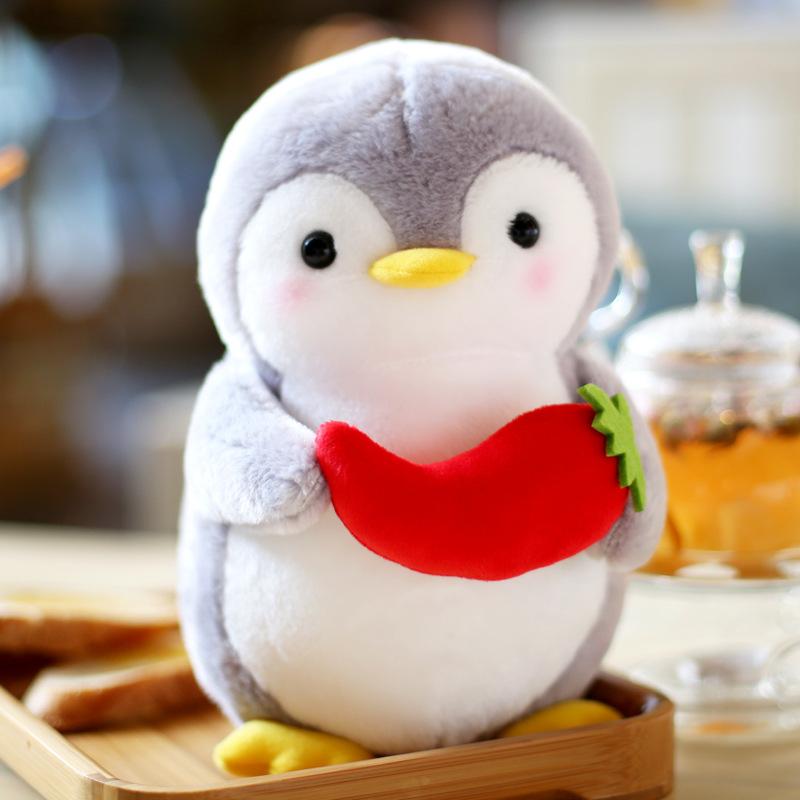 Cute Penguin Doll Plush Toy Penguin Throw Pillow Small Rag Doll Holding Fruits And Vegetables